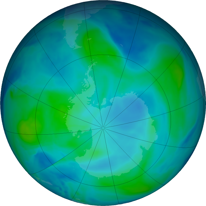 Antarctic ozone map for 23 February 2024